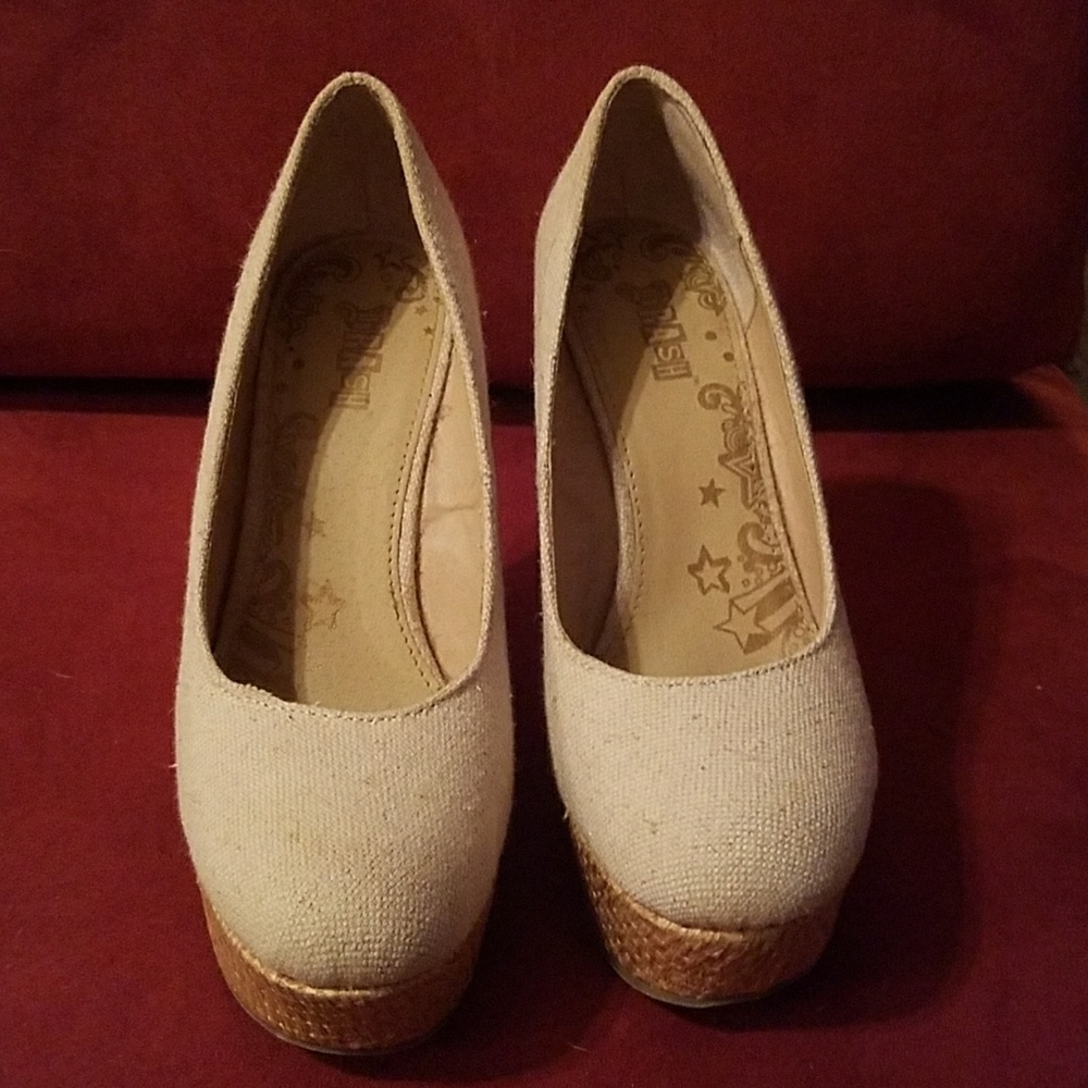 Tweed wedge heels